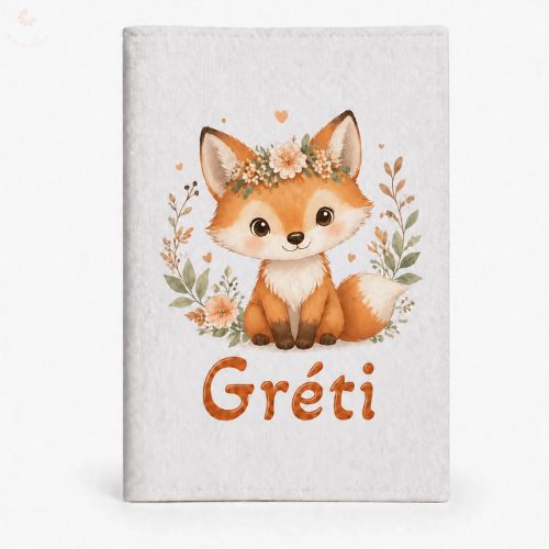 Egészségügyi kiskönyv borító névvel (róka mintával)