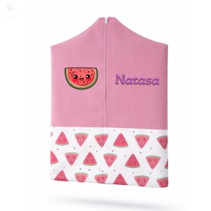 Rózsaszín, dinnyés ovis zsák kislánynak egyedi névvel és jellel