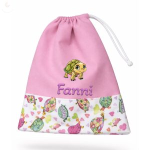 Tornazsák EGYEDI NÉVVEL ÉS JELLEL (rózsaszín + teknőcös)