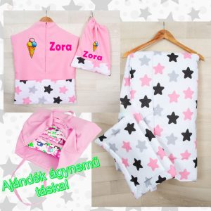 Teljes óvodai szett egyedi névvel és jellel  /rózsaszín+csillagos/ AJÁNDÉK táskával A KÉSZLET EREJÉIG! - ELFOGYOTT 