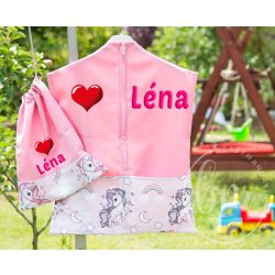   Ovis zsák és torna zsák bármilyen névvel és jellel,  neves oviszsák   /rózsaszín+szürke unikornisos/  AJÁNDÉK SZERETETKÜLDŐVEL