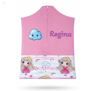 Rózsaszín, királylányos-hercegnős ovis zsák kislánynak egyedi névvel és jellel