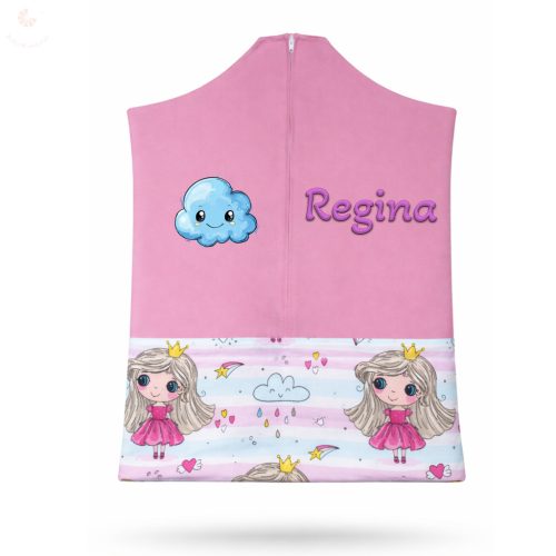 Rózsaszín, királylányos-hercegnős ovis zsák kislánynak egyedi névvel és jellel