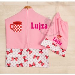   Ovis zsák és torna zsák bármilyen névvel és/vagy jellel   /rózsaszín+ piros masnis/  AJÁNDÉK SZERETETKÜLDŐVEL