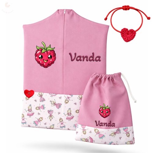 Királykisasszonyos, rózsaszín ovis zsák & tornazsák szett egyedi névvel és jellel + ajándék szeretetküldővel