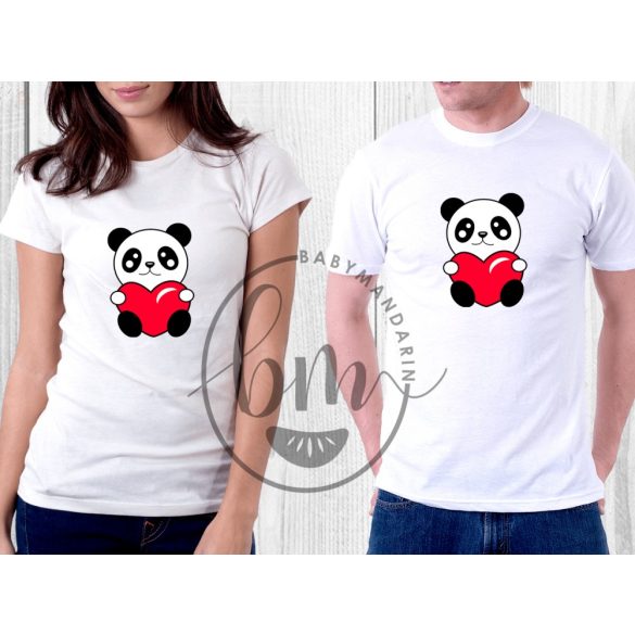 Szerelmespár póló szett (panda) VÁLASZTHATÓ SZÍNEK Valentin napi póló szett  