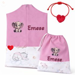   Alvó állatkás, rózsaszín ovis zsák & tornazsák szett egyedi névvel és jellel + ajándék szeretetküldővel