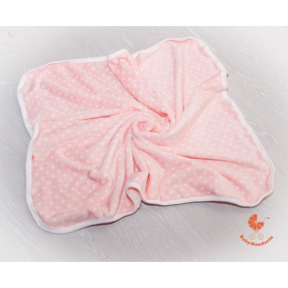 Wellsoft pihe-puha téli baba takaró  - rózsaszín fehér pöttyökkel