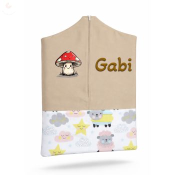   Drapp, báránykás uniszex ovis zsák egyedi névvel és jellel