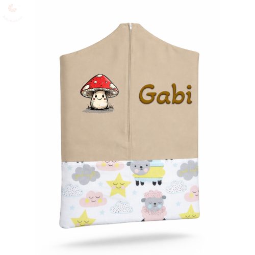 Drapp, báránykás uniszex ovis zsák egyedi névvel és jellel