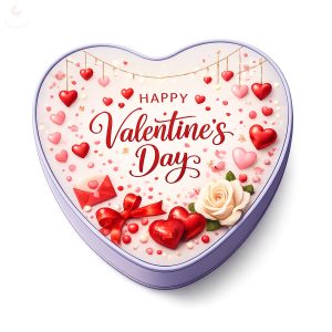 Valentin-napi, szív alakú fémdoboz