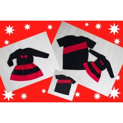   Anya - lánya ruha és apa - fia póló (karácsonyi fekete-piros)