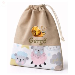   Drapp, báránykás uniszex tornazsák egyedi névvel és jellel