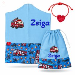   Tűzoltós ovis zsák szett egyedi névvel és jellel + ajándék szeretetküldővel