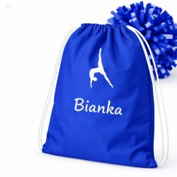   Pompom táska (pompom hátizsák, táncos táska) egyedi névvel, logóval (kék)