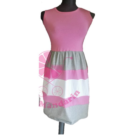 Női ruha (rózsaszín-szürke-fehér)