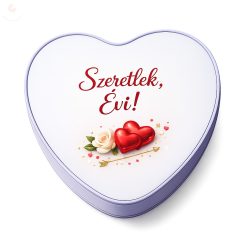   Egyedi, névvel nyomtatott Valentin-napi, szív alakú fémdoboz 1.