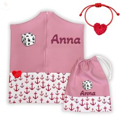   Piros horgonyos ovis zsák & tornazsák szett egyedi névvel és jellel + ajándék szeretetküldővel