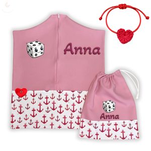 Piros horgonyos ovis zsák & tornazsák szett egyedi névvel és jellel + ajándék szeretetküldővel