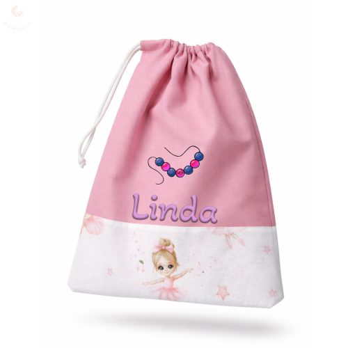 Tornazsák EGYEDI NÉVVEL ÉS JELLEL (rózsaszín + balerinás)