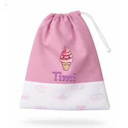 Tornazsák EGYEDI NÉVVEL ÉS JELLEL (rózsaszín + rózsaszín koronás)