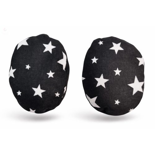 Fekete alapon fehér csillagos kézmelegítő zsebpárna búzával és kölessel töltve (kettő a két zsebbe - a kettő ára ennyi)