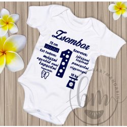 Baby body, egy éves body, szülinapi body adatokkal