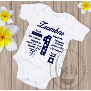 Baby body, egy éves body, szülinapi body adatokkal
