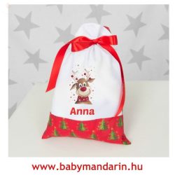 rénszarvasos, névre szóló mikulás zsák