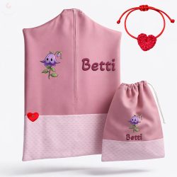   Rózsaszín, rombuszmintás ovis zsák & tornazsák szett egyedi névvel és jellel + ajándék szeretetküldővel