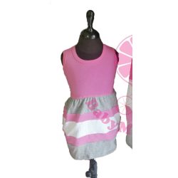 Gyerek ruha, baba ruha (rózsaszín-szürke-fehér)
