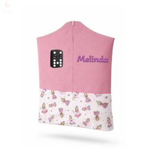 Rózsaszín, királykisasszonyos ovis zsák kislánynak egyedi névvel és jellel