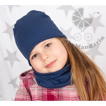   Sötétkék átmeneti Sapka körsál szett OVIS méret - KÉSZLETRŐL