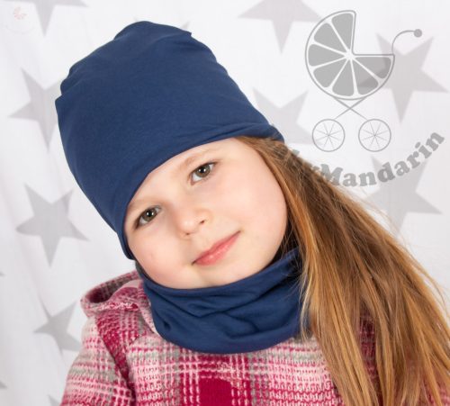 Sötétkék átmeneti Sapka körsál szett OVIS méret - KÉSZLETRŐL