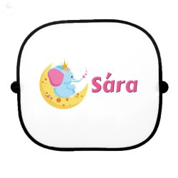 Autós napellenző egyedi névvel Elefánt holdacskával