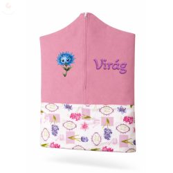  Rózsaszín, tavaszi virágos ovis zsák kislánynak egyedi névvel és jellel