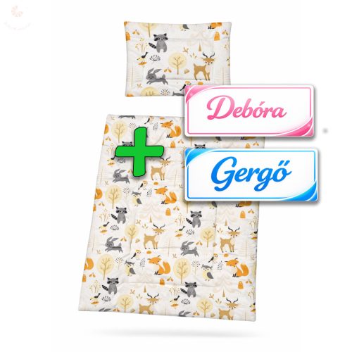 Őszi állatkás gyerekágynemű szett (takaró + párna)