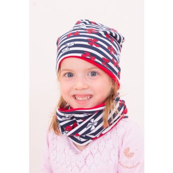 Pamut sapka és sál szett (Csíkos masnis)