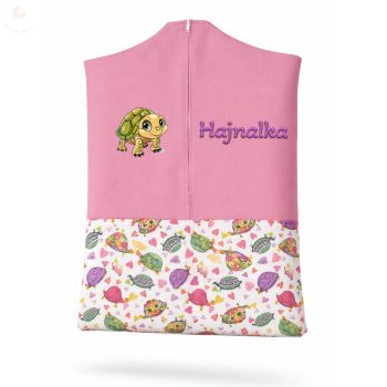   Rózsaszín, teknőcös ovis zsák kislánynak egyedi névvel és jellel