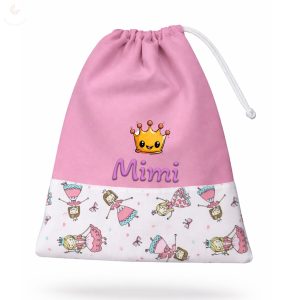 Tornazsák EGYEDI NÉVVEL ÉS JELLEL (rózsaszín + királykisasszonyos)