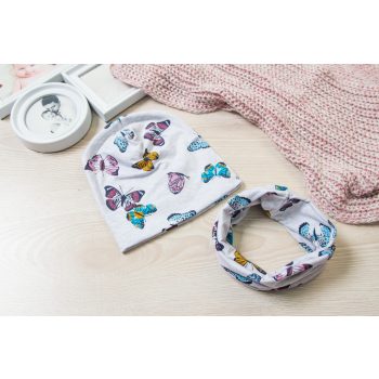   Pillangós átmeneti Sapka körsál szett Bébi méret - KÉSZLETRŐL