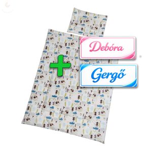 Saját névvel is kérhető, süni és maci az erdőben gyerekágynemű szett (takaró + párna)