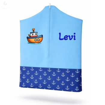   Kék, horgonyos ovis zsák kisfiúnak egyedi névvel és jellel