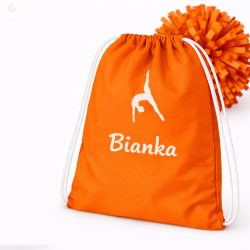   Pompom táska (pompom hátizsák, táncos táska) egyedi névvel, logóval (narancssárga)