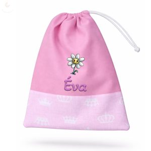 Tornazsák EGYEDI NÉVVEL ÉS JELLEL (rózsaszín + fehér koronás)