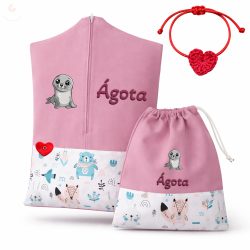  Ovis zsák és torna zsák bármilyen névvel és/vagy jellel   /rózsaszín+macis/ AJÁNDÉK SZERETETKÜLDŐVEL