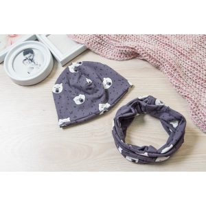 Szürke macis átmeneti Sapka körsál szett Bölcsis méret - KÉSZLETRŐL