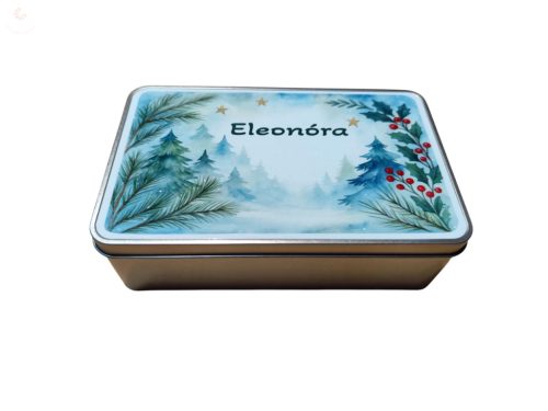 Téli tájas, EGYEDI NEVES vagy feliratos karácsonyi ajándékdoboz
