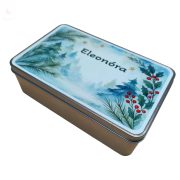 Téli tájas, EGYEDI NEVES vagy feliratos karácsonyi fém ajándékdoboz