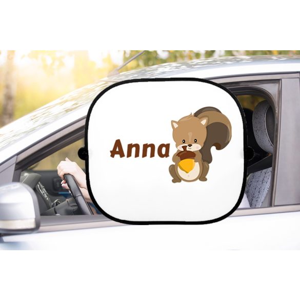 Autós napellenző egyedi névvel Mókus